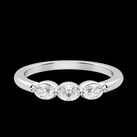 Three Stone Oval Anniversary Band - Picture 3 of 8